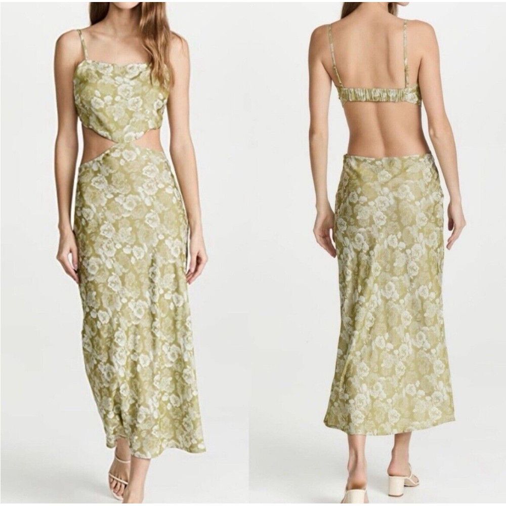 NWT RAHI Anthro Emilea Green Cutout Slip‎ Dress L